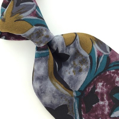 ROBERT STOCK GRAY ABSTRACT TURQUOISE Gray Silk Men Classic Necktie I2-93 Ties