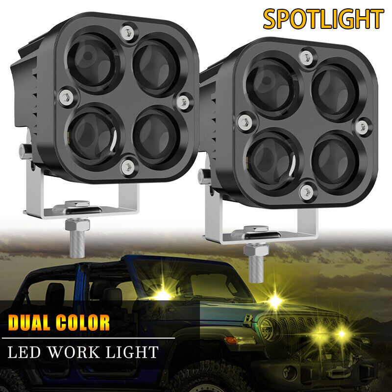 2X LED Work Light Bar Spot Fog Lamp Yellow White Offroad Driving Pods UTV SUV