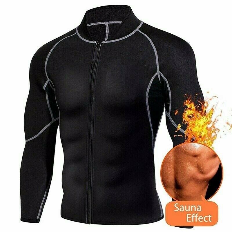 Men Sweat Neoprene Sauna Suit Workout Shirt Body Shaper Fitness Tops Weight Loss