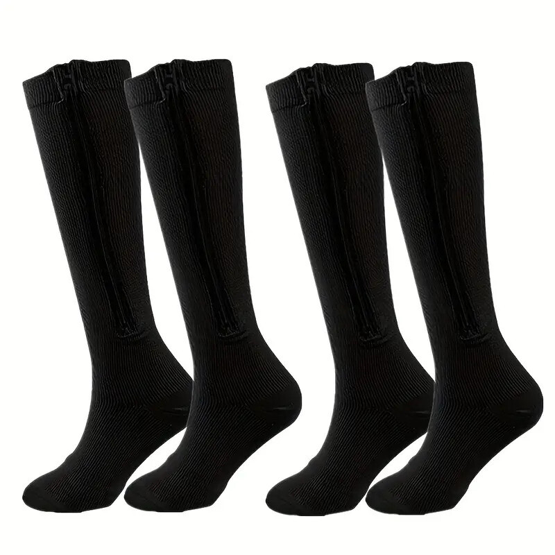 3PK Zippered Compression Socks Closed Toe 20-30mmHg with Zipper Safe Protection