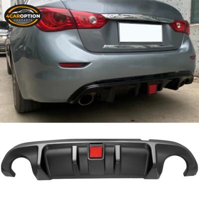 Fits 14-17 Infiniti Q50 Rear Bumper Diffuser Spoiler Lip W/ LED Brake Light
