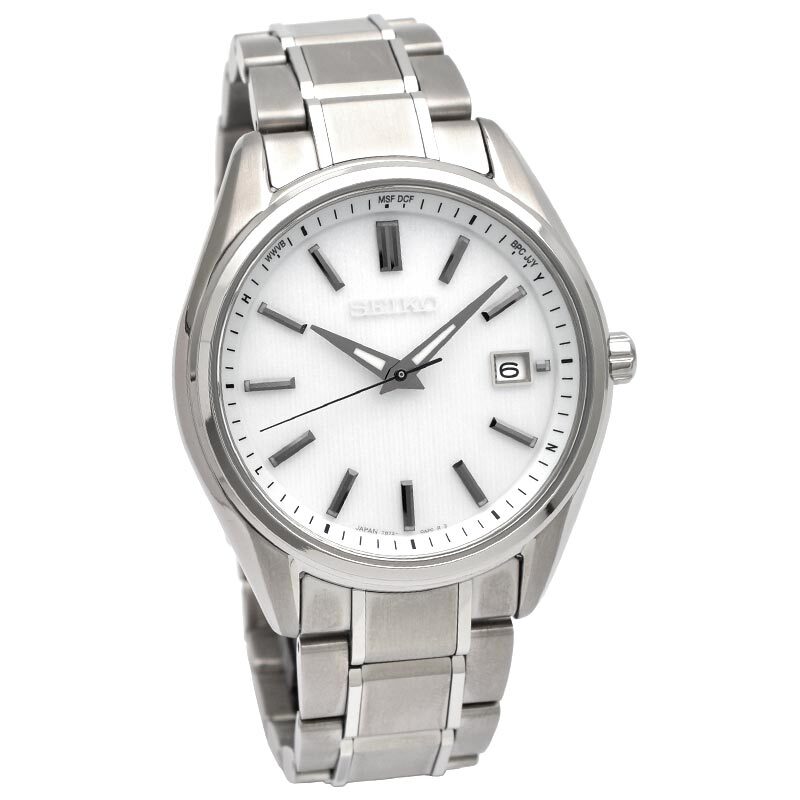 SEIKO SEIKO SELECTION SBTM337 TITANIUM RADIO SOLAR WATCH PEARL WHITE DIAL 39.5MM