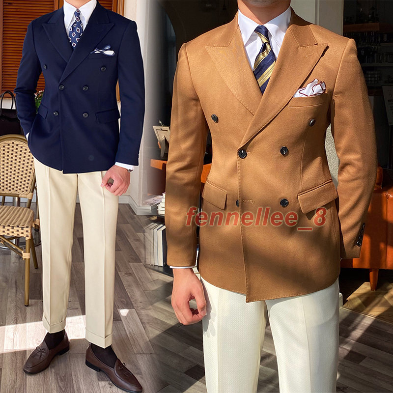 ジャケット・アウター th Products Peaked Lapel Double Jacket Stylish TH Products Double Jacket for Men, Size S, Grey