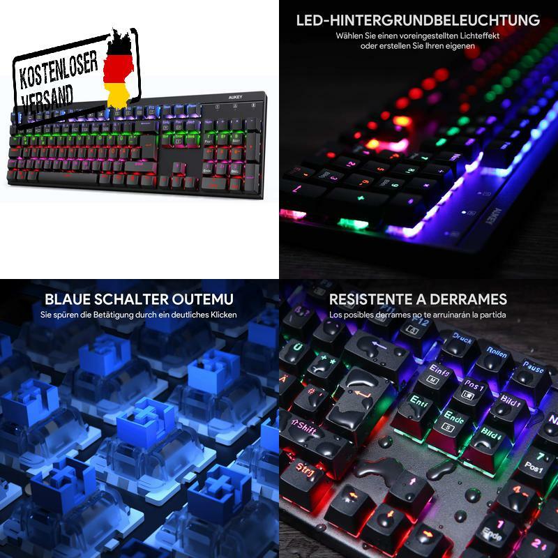 Aukey Mechanische Gaming Tastatur Led Beleuchtete Gaming Tastatur Mit 105-Tasten