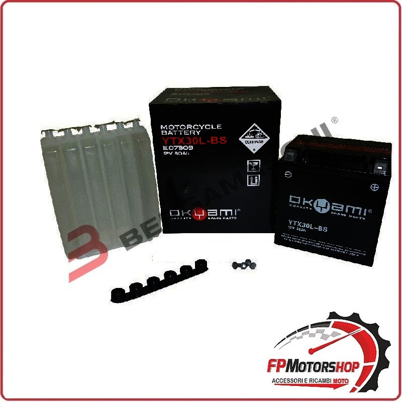 BATTERIA AVVIAMENTO OKYAMI OTX30L-BS YTX30L-BS 12 V 30 Ah PER MOTO HARLEY