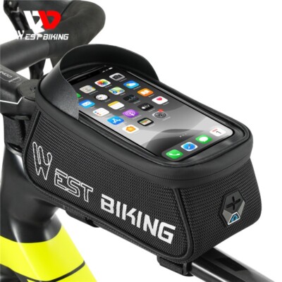 WEST BIKING Waterproof Bicycle Front Top Tube Bag Touch Screen Cycling Bag 1.5L