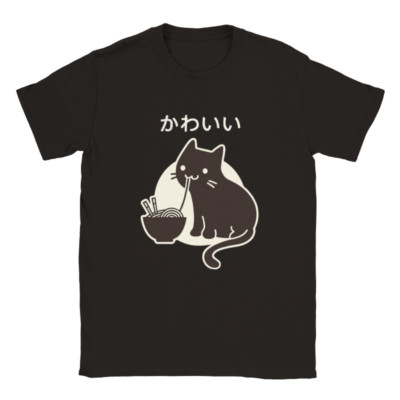 Kawaii cat ramen t shirt noodle lovers food feline tee shirt Japanese oriental