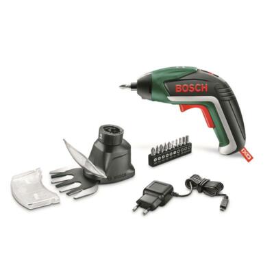 Bosch Akkuschrauber IXO V Garten Set 3,6V mit Gras- und Strauchscheren-Aufsatz
