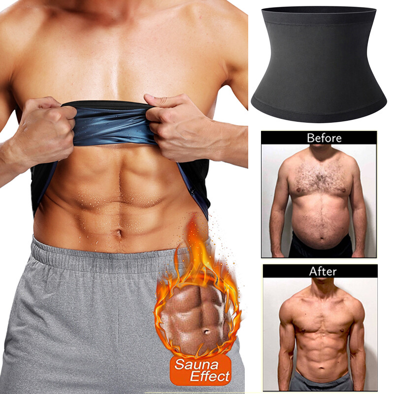 Men Waist Trainer Sauna Sweat Band Slimming Belt Heat Trappi