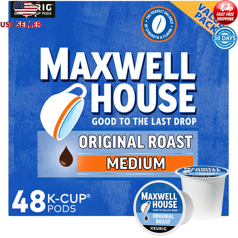 Original Roast Ground Coffee K-Cups 48ct 100% Pure Coffee Beans Box Smooth Taste