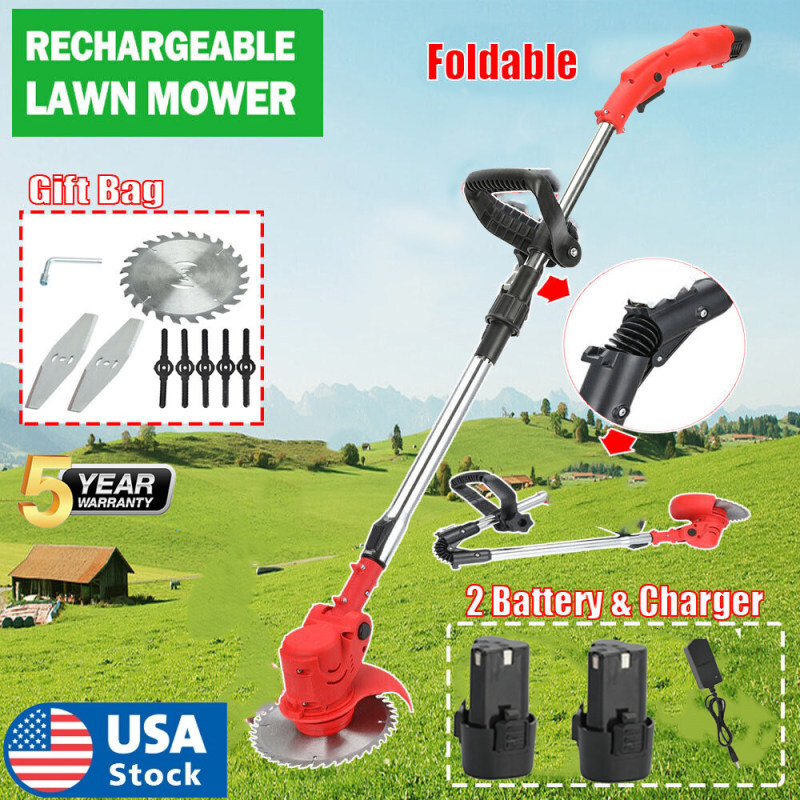Electric Weed Lawn Edger Eater Cordless Grass String Trimmer Cutter & 2 Battery