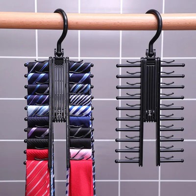 Adjustable Tie Storage Rack 360 Degree Rotating Household Tie Shelf Belt Silk