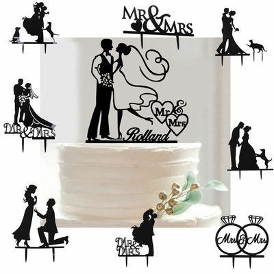 Download Mr Mrs Heart Wedding Anniversary Party Bride Groom Cake Topper Silhouette Decor Wedding Cake Toppers Home Garden