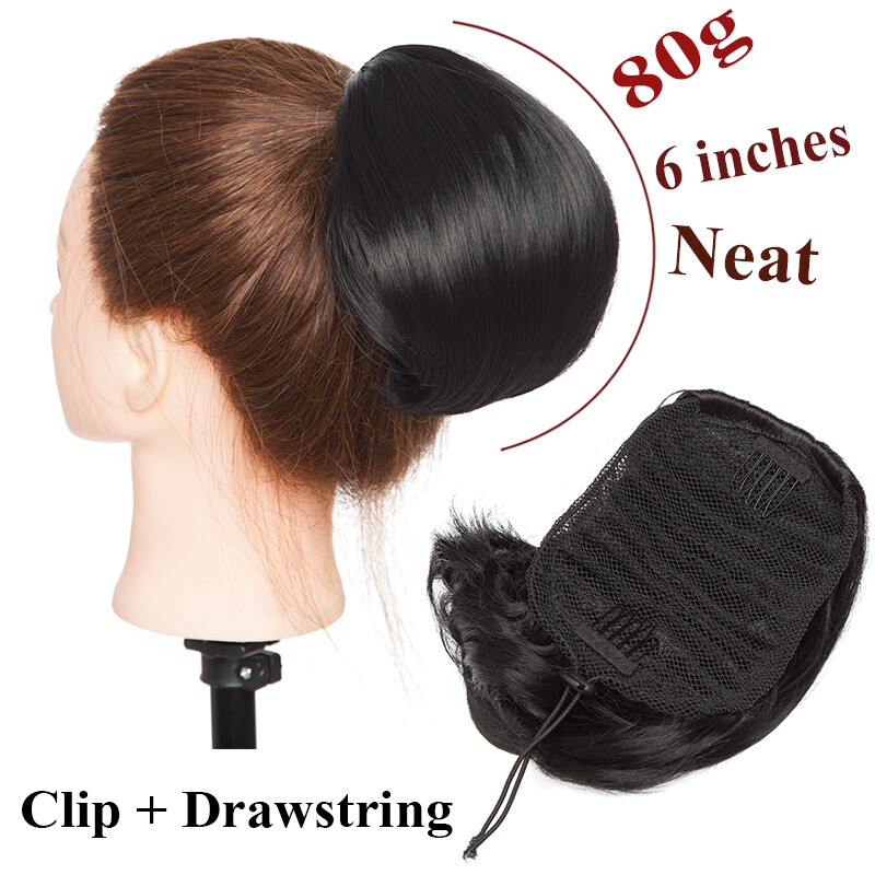 Formal Updo Scrunchies Drawstring Clip In Neat Straigt Bun