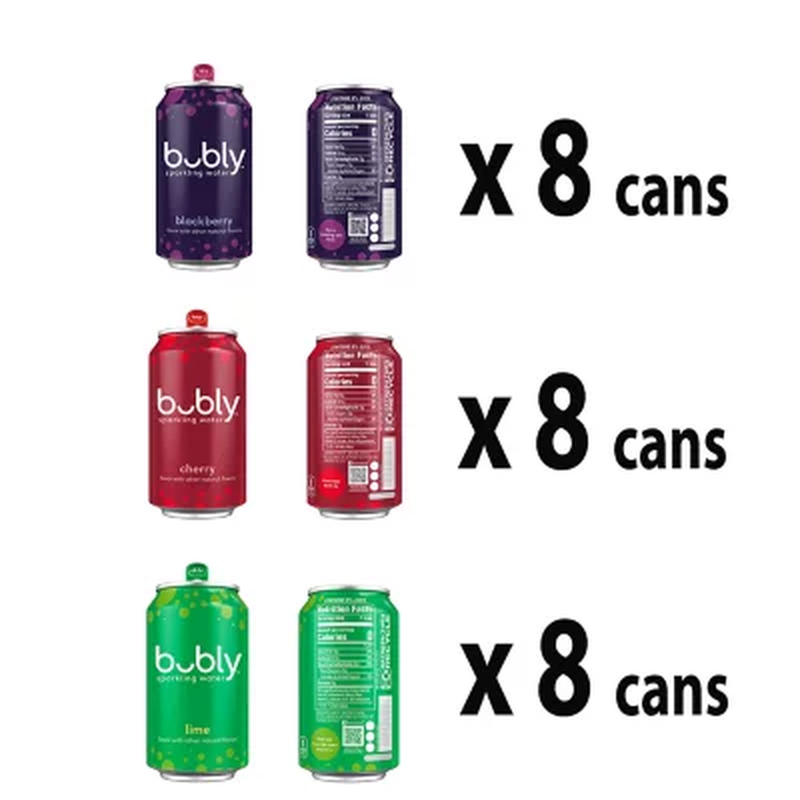 bubly Sparkling Water Variety Pack, 12 fl. oz., 24-Pack - Assorted Flavors