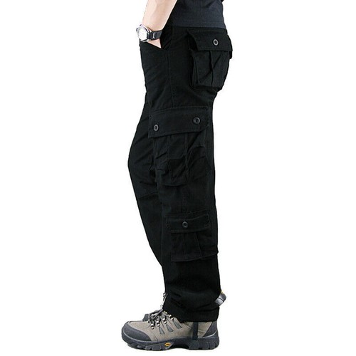 Men 100% Cotton Heavy Duty Cargo Work Pants Tactical Combat Outdoor Hiking Pant