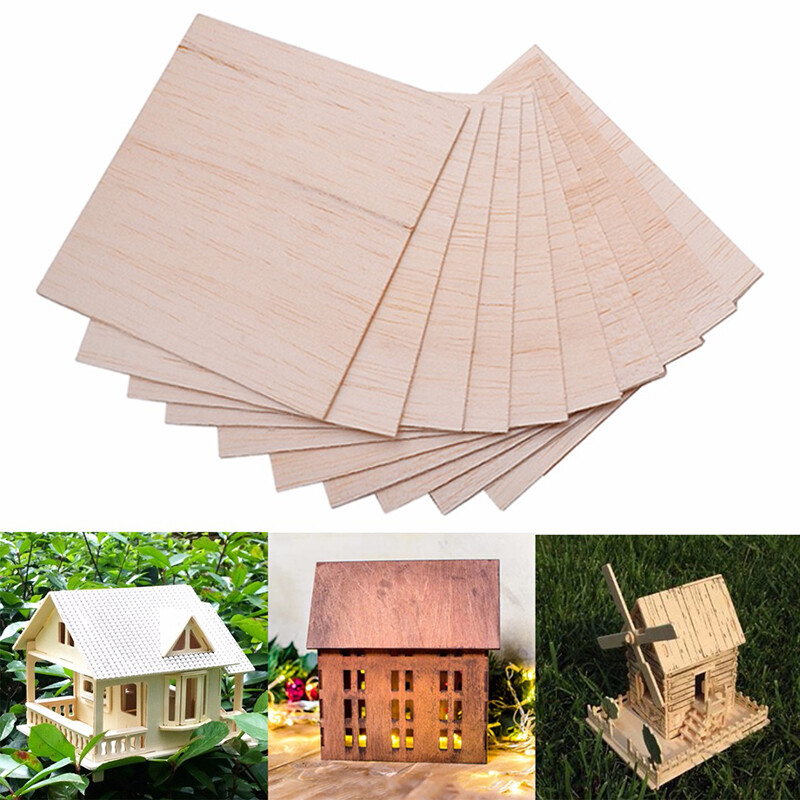 10x Holzplatte Modell Bastelholz 100x100x1mm DIY Balsa Künstlerbedarf Basteln