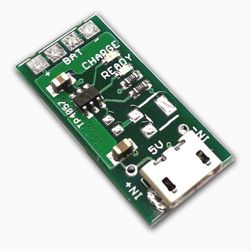 300mA Laderegler für LiPo/Li-Ion Akku 3,7V / 4,2V mit Micro USB Buchse, TP4057