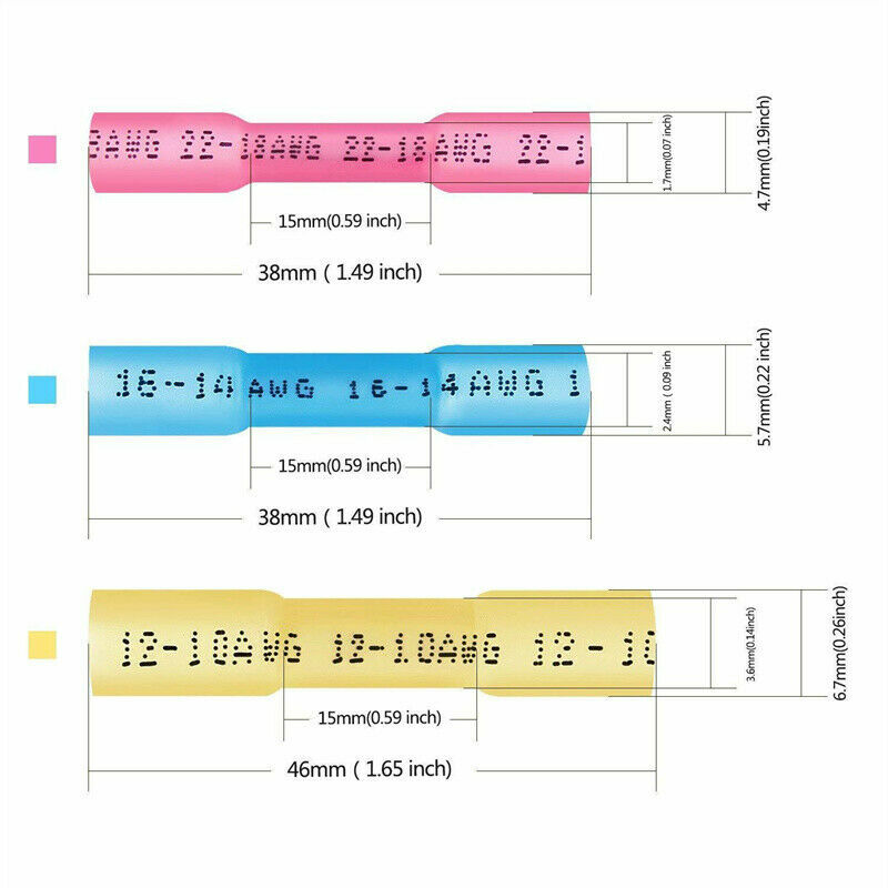 240pcs Waterproof  Wire Connectors Heat Shrink Marine Automotive Terminals kit