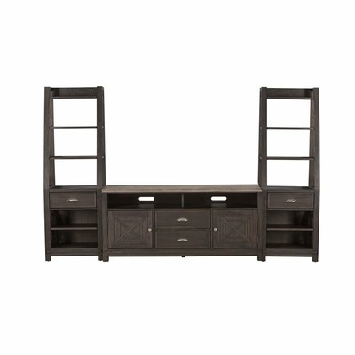 Heatherbrook Black Entertainment Center with Piers