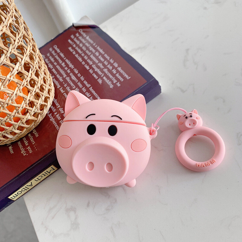  cute  pink pig white cat  AirPods Silicone Case  Protective 