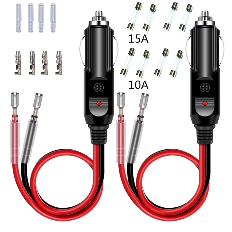 2Pcs 12V Cigarette Male Plug Adapter Replacement for Vehicle Car Truck