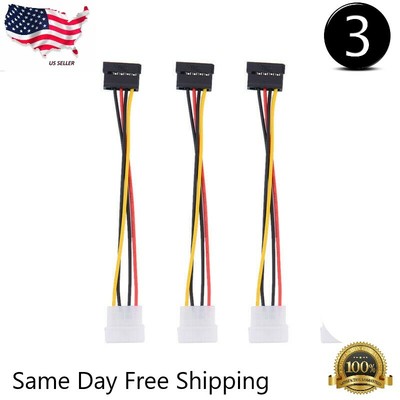 3X New IDE/Molex 4-Pin Male To Serial ATA SATA 15-Pin Female Power Adapter Cable
