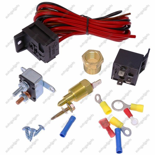 Electric Fan Wiring Install Kit Complete Thermostat 60 Amp Relay 185