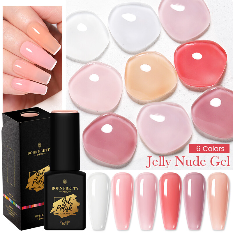 BORN PRETTY 15ML Jelly Nude Gel Polish Translucent Manicuring UV LED Soak Off