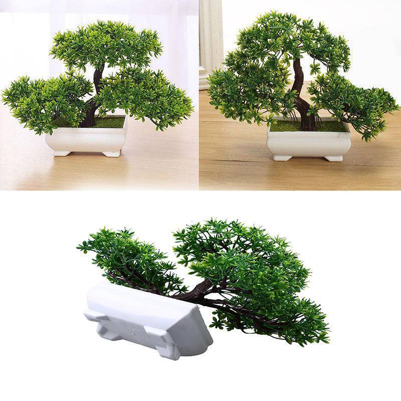 Artificial Fake Bonsai Plant Green Pine Tree Pot Home Office Table