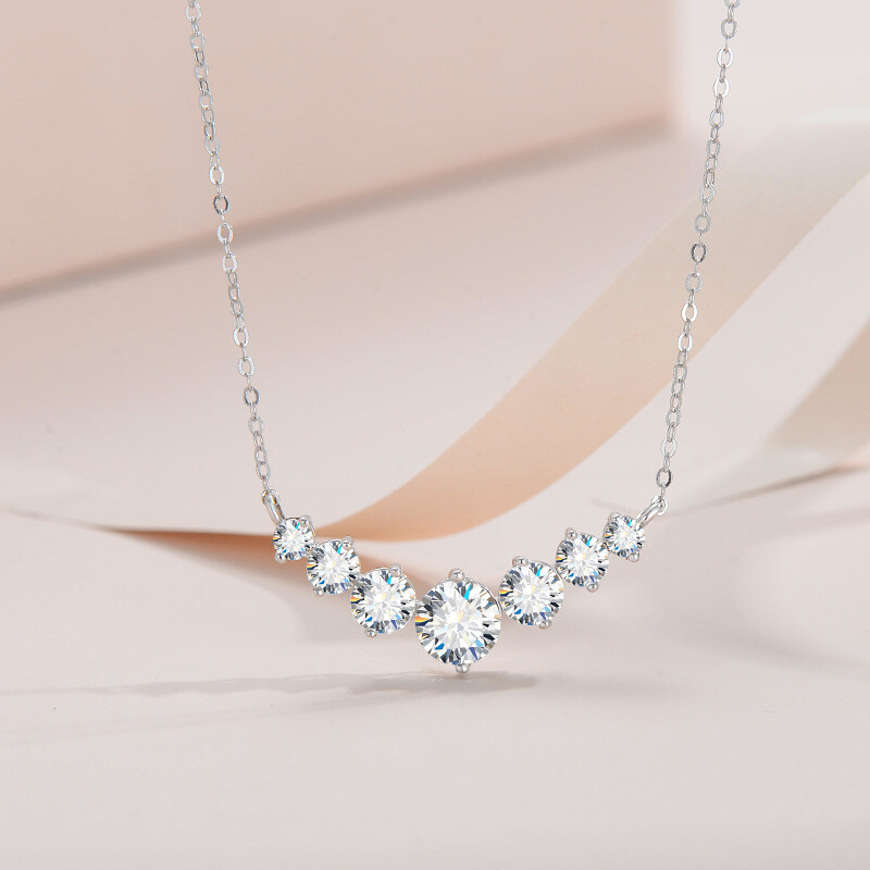 ●TATIANA● Silver 925 Moissanite 1 Carat Necklace DN0002 17 2.8ct Moissanite Pendant Necklace Women 925 Sterling Silver