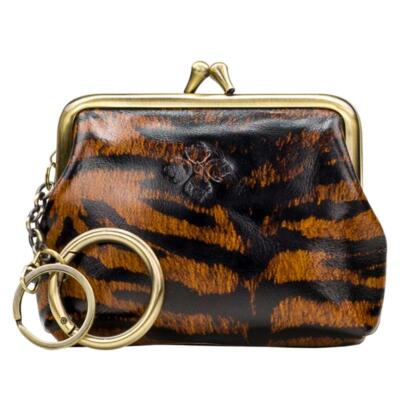 PATRICIA NASH Change Coin Purse & Keychain Kisslock Leather wallet Borse Keyfob 
