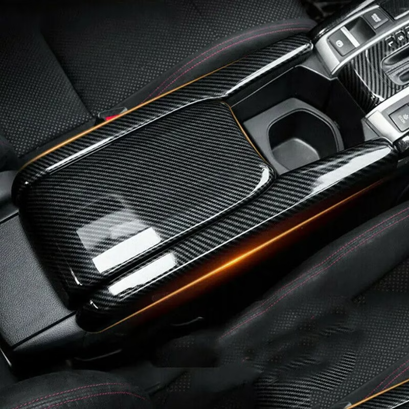 Carbon trim Console Armrest Box Decoration Cover Cap For Honda Civic 2016-2021