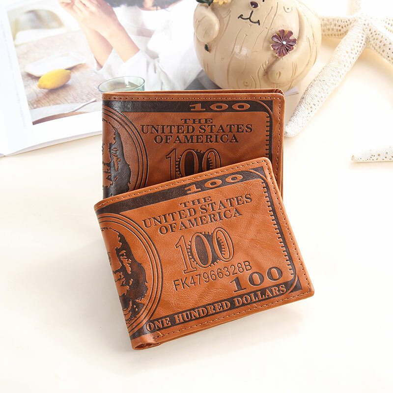 Mens Leather Wallet Bill Money Billfold US 100 Dollar Safe Purse Bifold US FAST