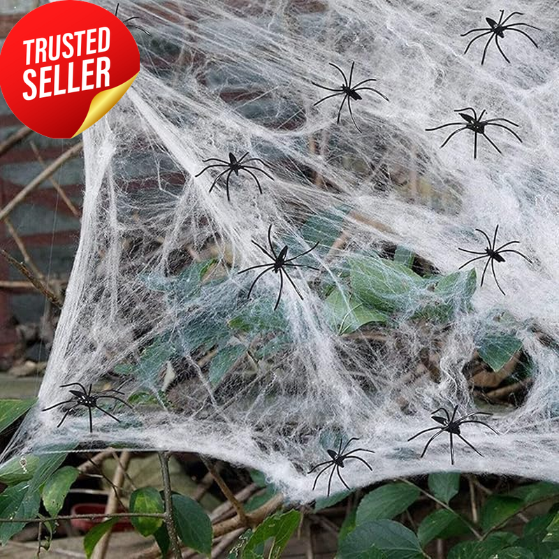 Halloween Spider Web Decoration 551Sqft Stretch Cobweb 100 Fake Spiders