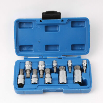 10pc XZN 12 Point MM Triple Square Spline Bit Socket Set Tamper Proof New Case