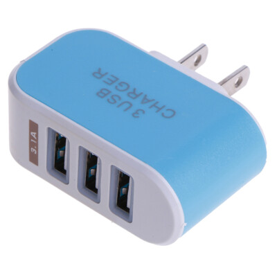 5V 3.1A Triple USB Port Wall Home Travel AC Mobile Fast Charger Adapter US P-vm