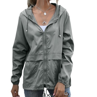 Women's Rain Jacket Zip Up Hooded Jacket Waterproof Windbreaker Fleece Lined Top
