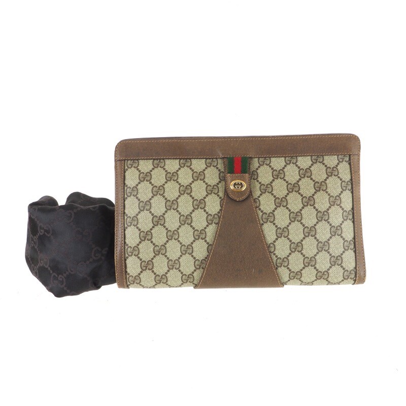 Vintage Gucci L Gg Monogram Excellent Clutch Bag Nfv6114 Ebay