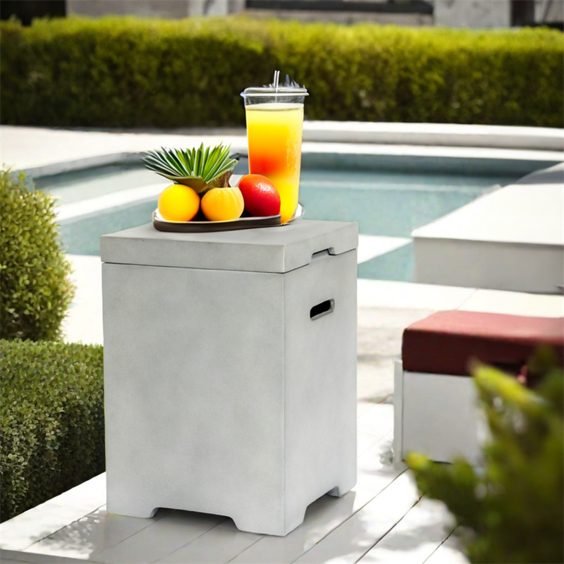 Outdoor Tank Table for Gas Fire Pit Hides Propane Tank