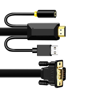 VGA to HDTV Output Adapter Cable with Integrated Auditory 3.5mm Laptop to