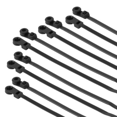 100 PCS Black Zip Ties with Screw Hole 12 Inch, 50lbs Mountable head Cable Tie