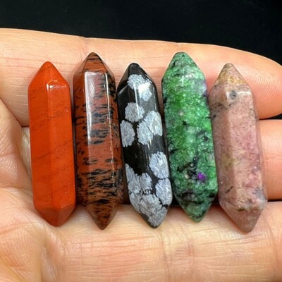 5pcs  Natural Crystal Blend Obelisk Quartz Crystal Wand Double Point