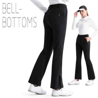 Women's Autumn Spring Pants Soft Elastic Slim Casual Flared High Waist Split