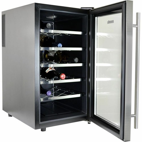 18 Bottle Stainless Steel Wine Cooler w/ Blue Light, Free Standing Refrigerator