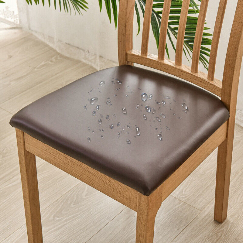 Waterproof PU Leather Chair Cushion Covers Stretch Dining Seat Slip cover 3Color