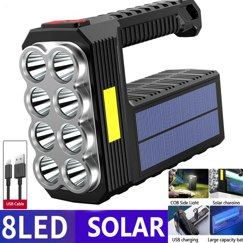 50000LM 8 LED Sky Flashlight Torch Camping Solar And USB Charging Cree Zaklamp