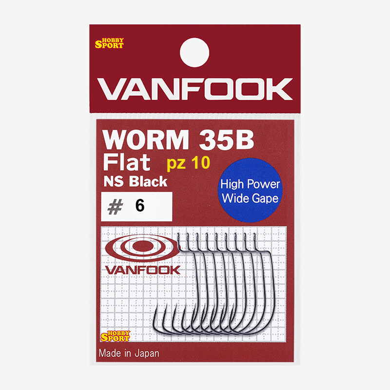 AMI VANFOOK WORM 35B FLAT HOOK SIZE 6 HIGH POWWER WIDE GAPE   SPINNING CONF 10PZ