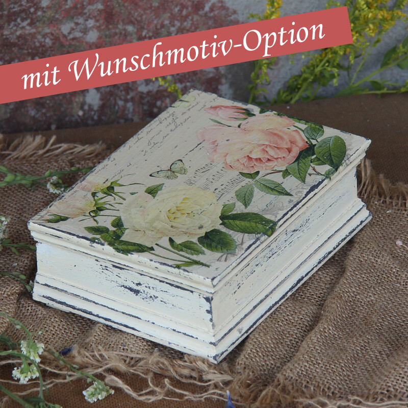 Vintage Holzschatulle 17x12,5x6 cm Truhe Landhaus Shabby Holzkästchen Handarbeit