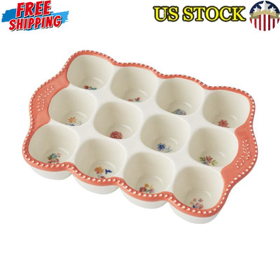 Stoneware Egg Holder 12 Egg Capacity Dishwasher Safe Rustic Kitchen Decor New